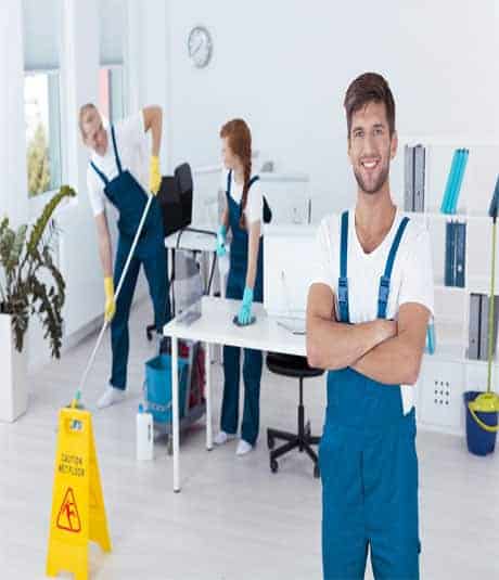 team working in commercial janitorial services project